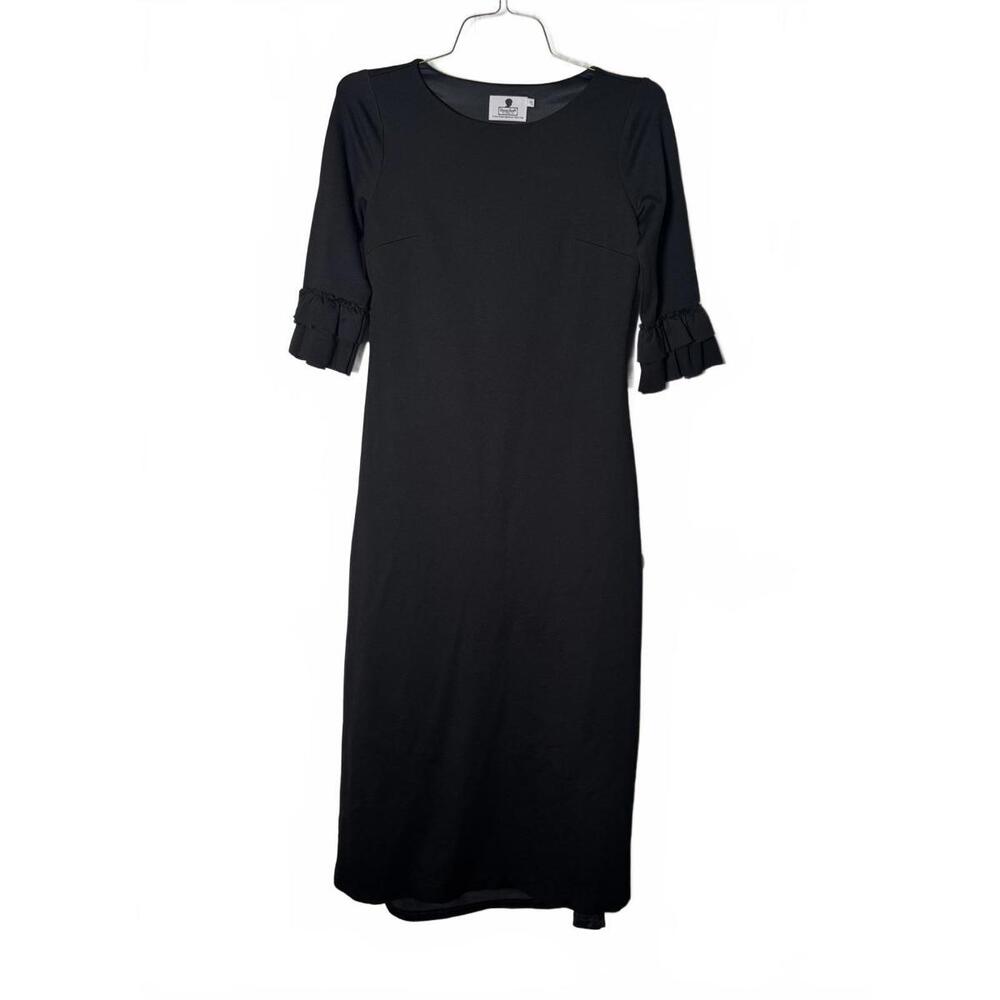 Dainty Jewells Dress sz Small Black Maxi Tiered Ruffle Sleeve Modest Career